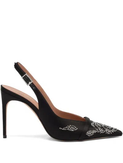 Malone Souliers 90mm Jazz Embellished Slingback Heeled Pumps In Black