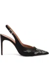 Malone Souliers 90mm Jazz Embellished Slingback Heeled Pumps In Black