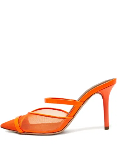 Pre-owned Malone Souliers 90mm Leather Heeled Mules In Orange