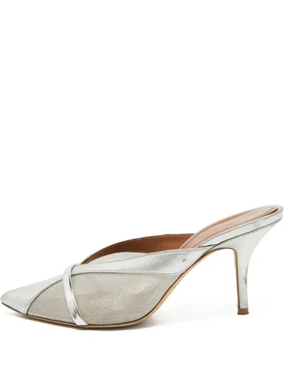 Pre-owned Malone Souliers 90mm Metallic Pumps In Silver