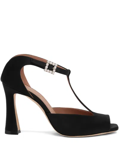 Malone Souliers 90mm Nomi Embellished T-bar Heeled Sandals In Black