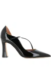 Malone Souliers 90mm Patent Leather Cross-strap Pumps In Black