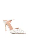Malone Souliers Uma 90 Floral-print Canvas Mules In White
