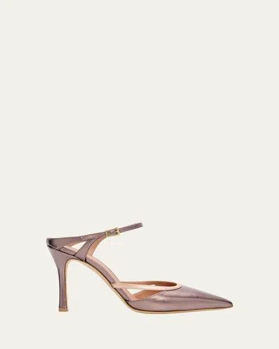 Malone Souliers 90mm Yola Metallic Leather Mule Pumps In Pink