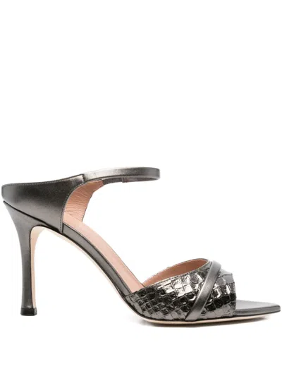 Malone Souliers 95mm Yuna Ankle-strap Woven Sandals In Gray