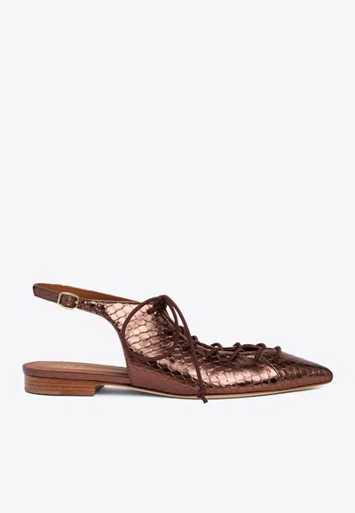 Malone Souliers Alessandra Lace-up Flats In Brown