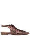 Malone Souliers Alessandra Brown Metallic Printed Skin Leather Lace-up Flats In Brown