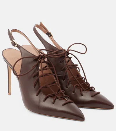 Malone Souliers Slingback-pumps Alia 90 Aus Leder In Braun