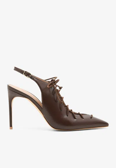 Malone Souliers Alia 90 Nappa Leather Lace-up Pumps In Brown