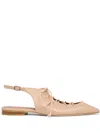 Malone Souliers Alia Nappa Leather Lace-up Flats In Nude