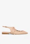 Malone Souliers Alia Nappa Leather Lace-up Flats In Nude