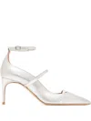 Malone Souliers Ankle Strap Pumps In Silver