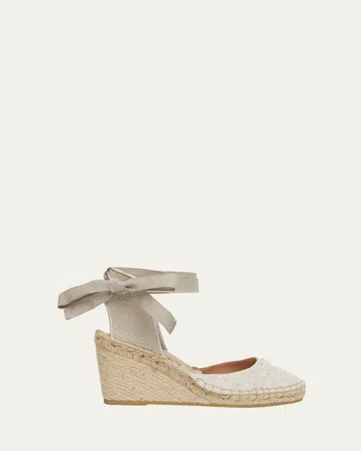 Malone Souliers Ankle Tie Espadrille Wedge Sandals In Beige Beige