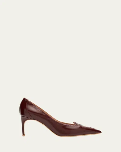 Malone Souliers Annette Pointed-toe Leather Pumps In Brown