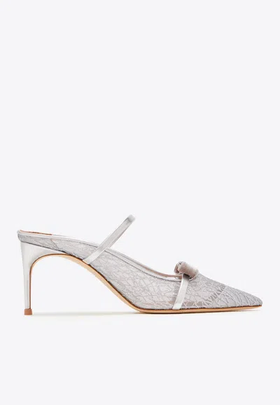 Malone Souliers Aurora 70 Leather Mules In Silver