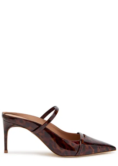 Malone Souliers Aurora 70 Leopard-print Patent Leather Mules In Brown