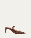 Malone Souliers Aurora Leopard Patent Leather Mules In Brown