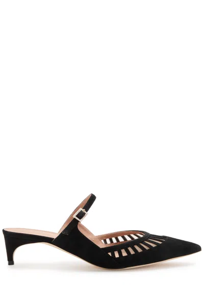 Malone Souliers Bardot 40 Suede Mules In Black