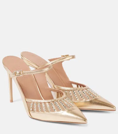 Malone Souliers Bardot 90 Metallic Leather Mules In Gold