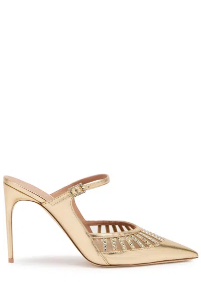 Malone Souliers Bardot 90 Metallic Leather Mules In Gold