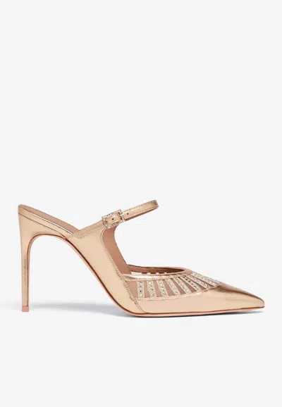 Malone Souliers Bardot 90 Metallic Leather Mules In Gold