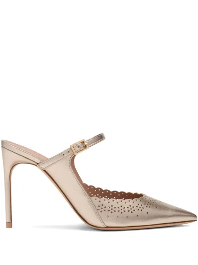 Malone Souliers Bardot 90 Broderie Anglaise Mules In Neutral