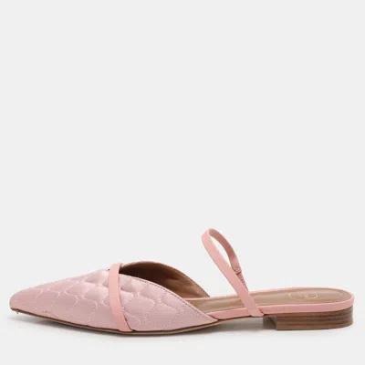 Malone Souliers Beige Leather And Satin Frankie Mules In Pink