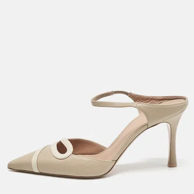 Pre-owned Malone Souliers Beige Leather Ankle Strap Pumps Size 40