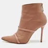 Malone Souliers Beige Leather Madison Pointed Toe Ankle Booties In Neutral