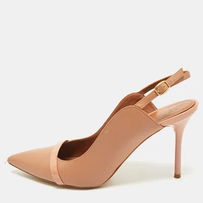 Pre-owned Malone Souliers Beige Leather Marion Pointed Toe Slingback Pumps Size 41 In Sand