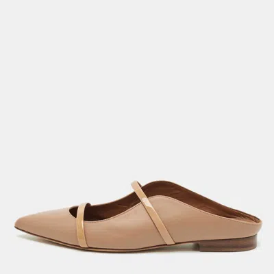 Pre-owned Malone Souliers Beige Leather Maureen Pointed Toe Flat Mules Size 37 In Sand
