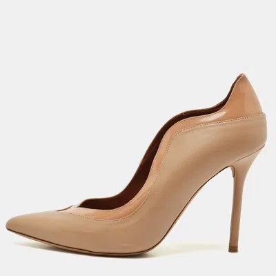 Pre-owned Malone Souliers Beige Leather Penelope Pointed Toe Pumps Size 37.5 In Sand