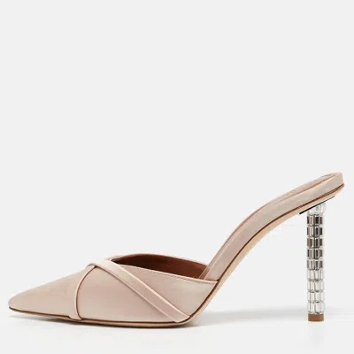 Pre-owned Malone Souliers Beige Satin Josephine Mules Size 39.5
