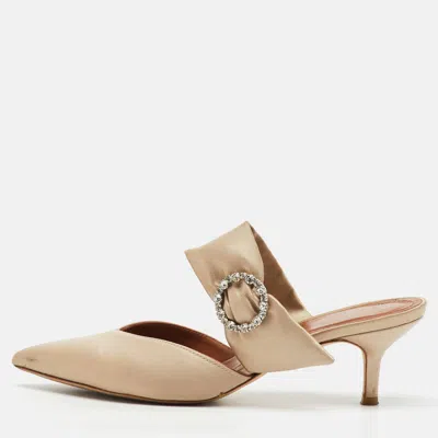 Malone Souliers Beige Satin Maite 45 Crystal Embellished Mules In Neutral