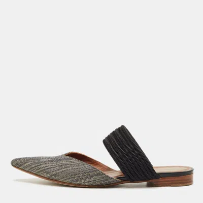 Malone Souliers Beige/black Canvas Maisie Mules In Gray