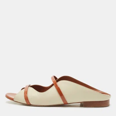 Pre-owned Malone Souliers Beige/brown Leather Norah Flat Mules Size 40 In Sand