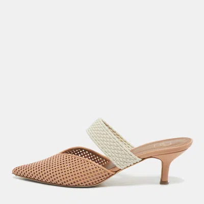 Pre-owned Malone Souliers Beige/cream Fabric And Leather Maisie Mules Size 35 In Sand