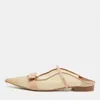 Malone Souliers Beige/cream Mesh And Leather Maureen Pointed Toe Flat Mules In Neutral