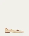 Malone Souliers Bettina Embellished Satin Cross-strap Ballerina Flats In Silver