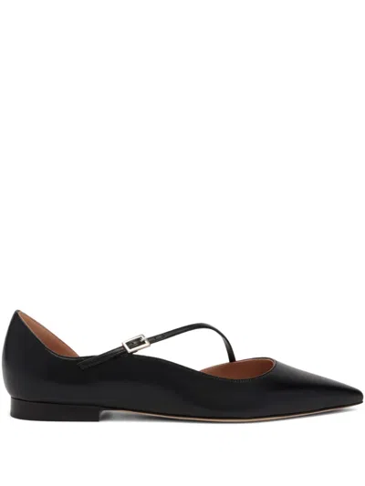 Malone Souliers Bettina Pointed-toe Buckle Flats In Black