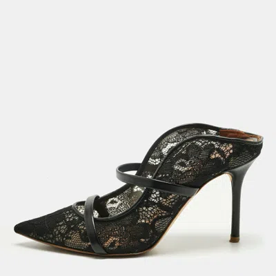 Malone Souliers Black Lace And Leather Maureen Mules