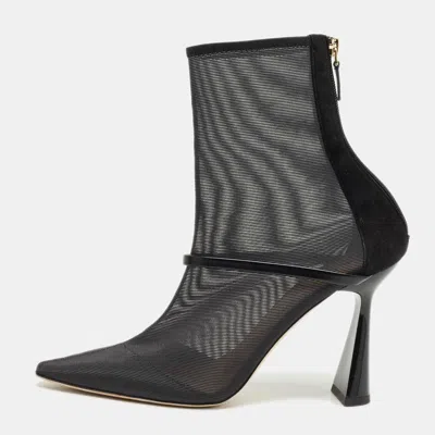 Pre-owned Malone Souliers Black Leather And Mesh Ankle Length Boots Size 40