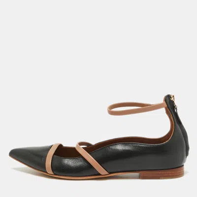 Pre-owned Malone Souliers Black Leather Robyn Ballet Flats Size 37.5