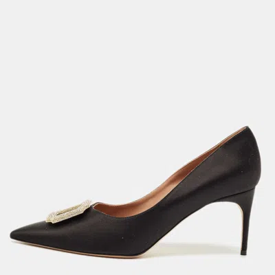 Pre-owned Malone Souliers Black Satin Monroe Pumps Size 40