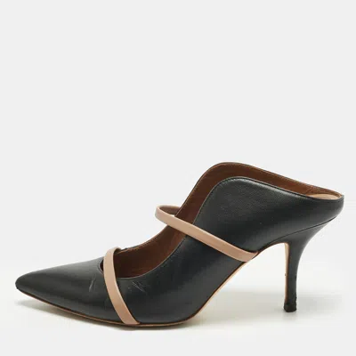 Pre-owned Malone Souliers Black/beige Leather Maureen Pointed Toe Mules Size 39