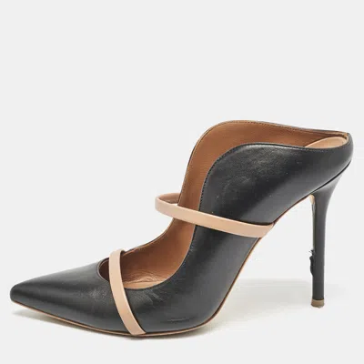 Pre-owned Malone Souliers Black/beige Leather Maureen Sandals Size 38