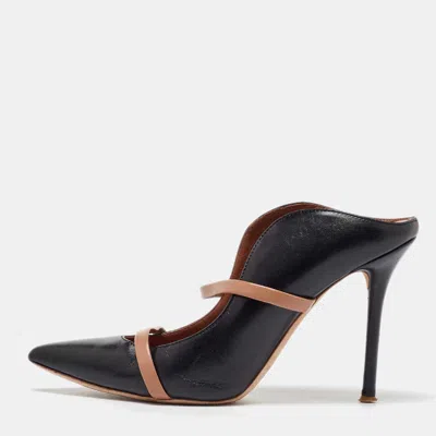 Pre-owned Malone Souliers Black/brown Leather Maureen Pointed Toe Mules Size 37.5