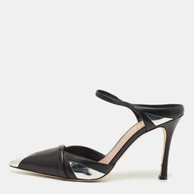 Pre-owned Malone Souliers Black/silver Leather Uma Mules Size 40