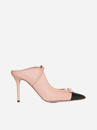 Malone Souliers Blanca 皮质高跟穆勒鞋 In Peach,black