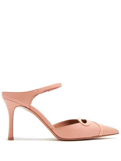 Malone Souliers Stiletto Mules Leather Cut-out Design In Powder